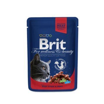 Brit Premium Cat pouch з тушкованою яловичиною і горохом 100г 30716 фото