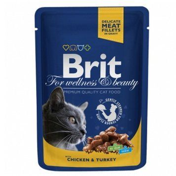 Brit Premium Cat pouch з куркою та індичкою 400г 100г 30714 фото