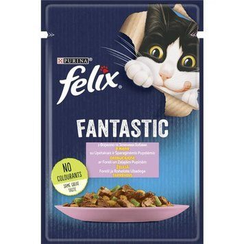 АКЦІЯ Felix Fantastic вологий корм для кішок із фореллю та зеленими бобами 85 г 80866 фото