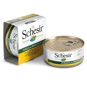 Schesir Chicken with Ham куряче філе з шинкою в желе вологий корм натуральні корсерви для собак, 150г 77998 фото