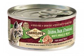 Carnilove Cat Влажный корм для кошек с мясом курицы, утки и фазана 100г 74333 фото