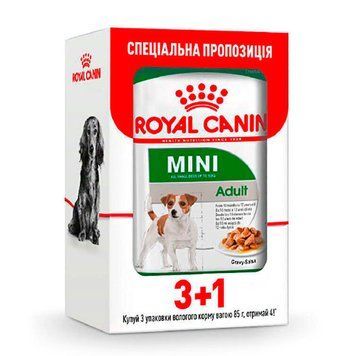 Royal Canin Mini Adult консерви для дрібних собак 85 г-Акція! 3 + 1 шт 74236 фото