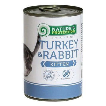 Nature's Protection Cat Kitten Turkey&Rabbit индюк и крольчатина Консервированный корм для котят 400гр 10 мг 78534 фото